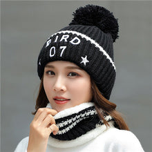 Load image into Gallery viewer, Pom poms ball Knitted hat &amp; scarf hat set