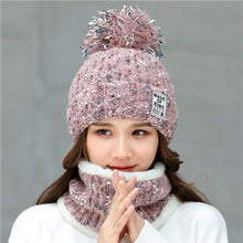 Load image into Gallery viewer, Pom poms ball Knitted hat &amp; scarf hat set