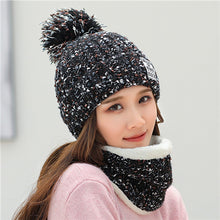 Load image into Gallery viewer, Pom poms ball Knitted hat &amp; scarf hat set